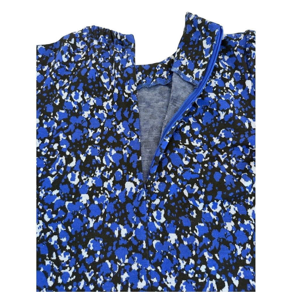 Tyler Boe Blue Abstract Floral Puff‎ Sleeve Ruffle Hem Mini Dress Size Meduim ? - Picture 8 of 10